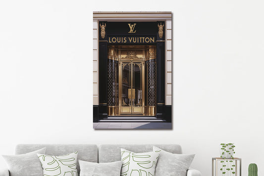 Glasschilderij 80x120cm Gouden Winkeldeur