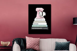 Glasschilderij met goudfolie  Mixer op boeken 60x80cm (Magazijn sale)
