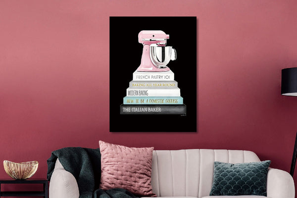 Glasschilderij met goudfolie  Mixer op boeken 60x80cm (Magazijn sale)