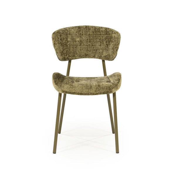 Eetkamerstoel Dare By-Boo zonder armleuning - Stof drift groen + groene poten