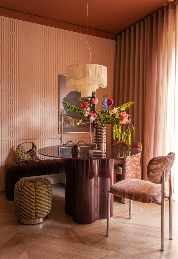 The Home Style Club x By-Boo Eetkamerstoel Saint Germain roze/chrome