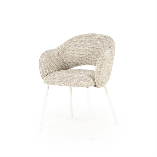 Eetkamerstoel Story By-Boo met armleuning - Stof tofa taupe lichte poten
