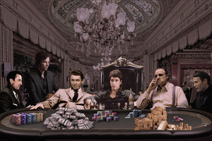 Glasschilderij  Mafia casino zwart/wit 120x80cm