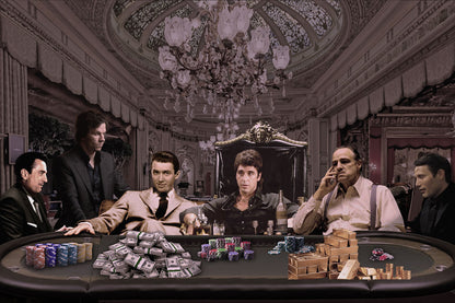 Glasschilderij  Mafia casino zwart/wit 120x80cm
