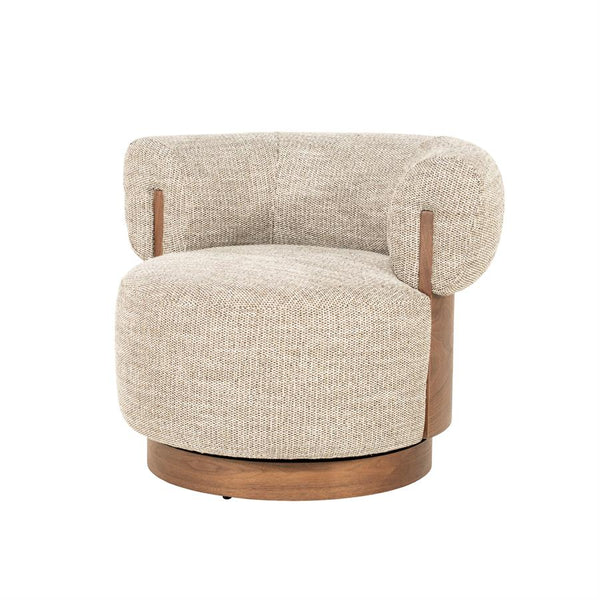Fauteuil Nila Eleonora bruin hout  - Vanu stof taupe