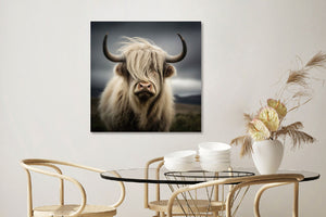 Glasschilderij  Schotse hooglander 80x80cm