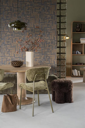 Eetkamerstoel Dare By-Boo zonder armleuning - Stof drift groen + groene poten