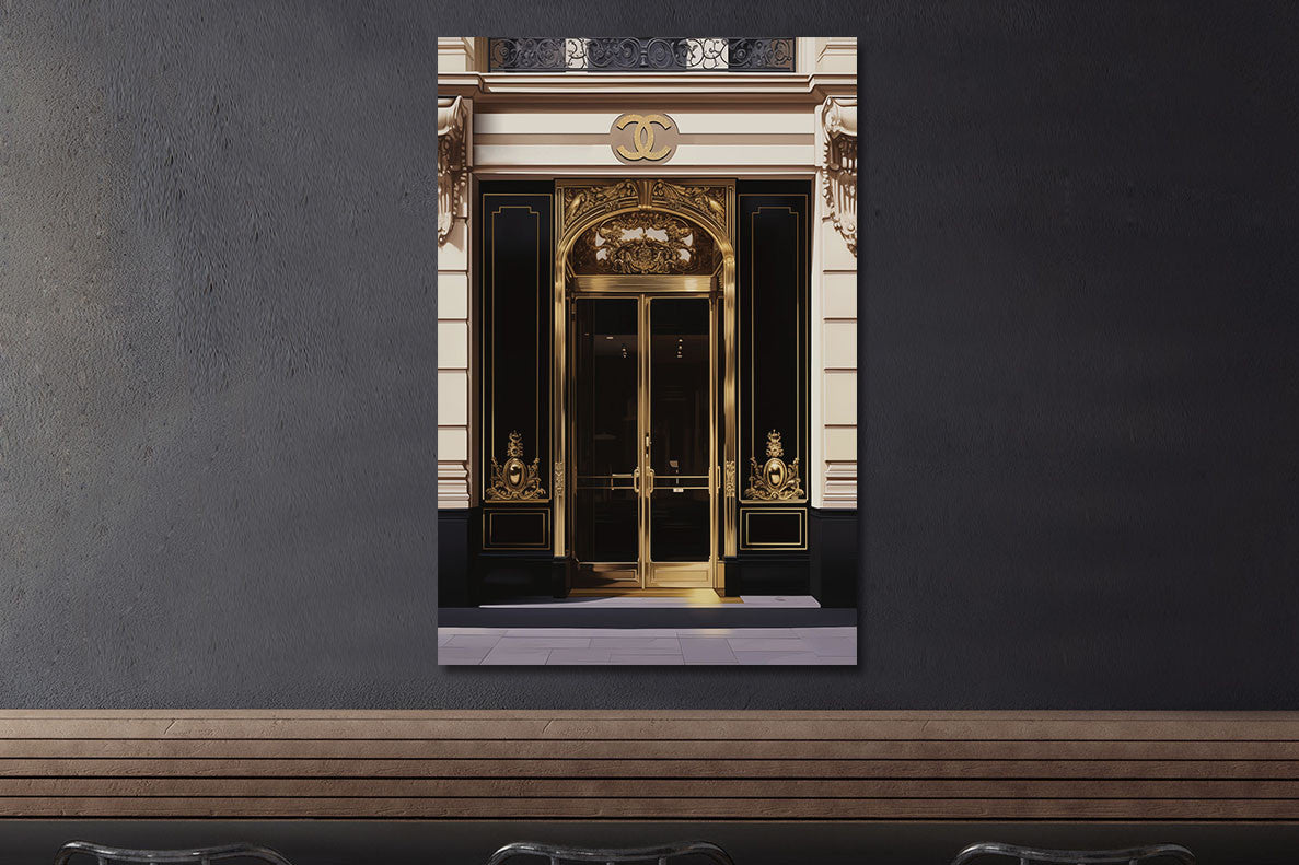Glasschilderij  Gouden fashion deur 80x120 cm (Magazijn sale)