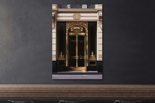 Glasschilderij  Gouden fashion deur 80x120 cm (Magazijn sale)
