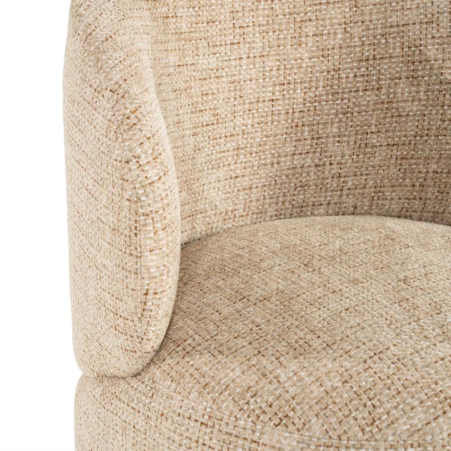 Luxe eetkamerstoel Sulo Eleonora draaibaar - Stof Kiva taupe kleur