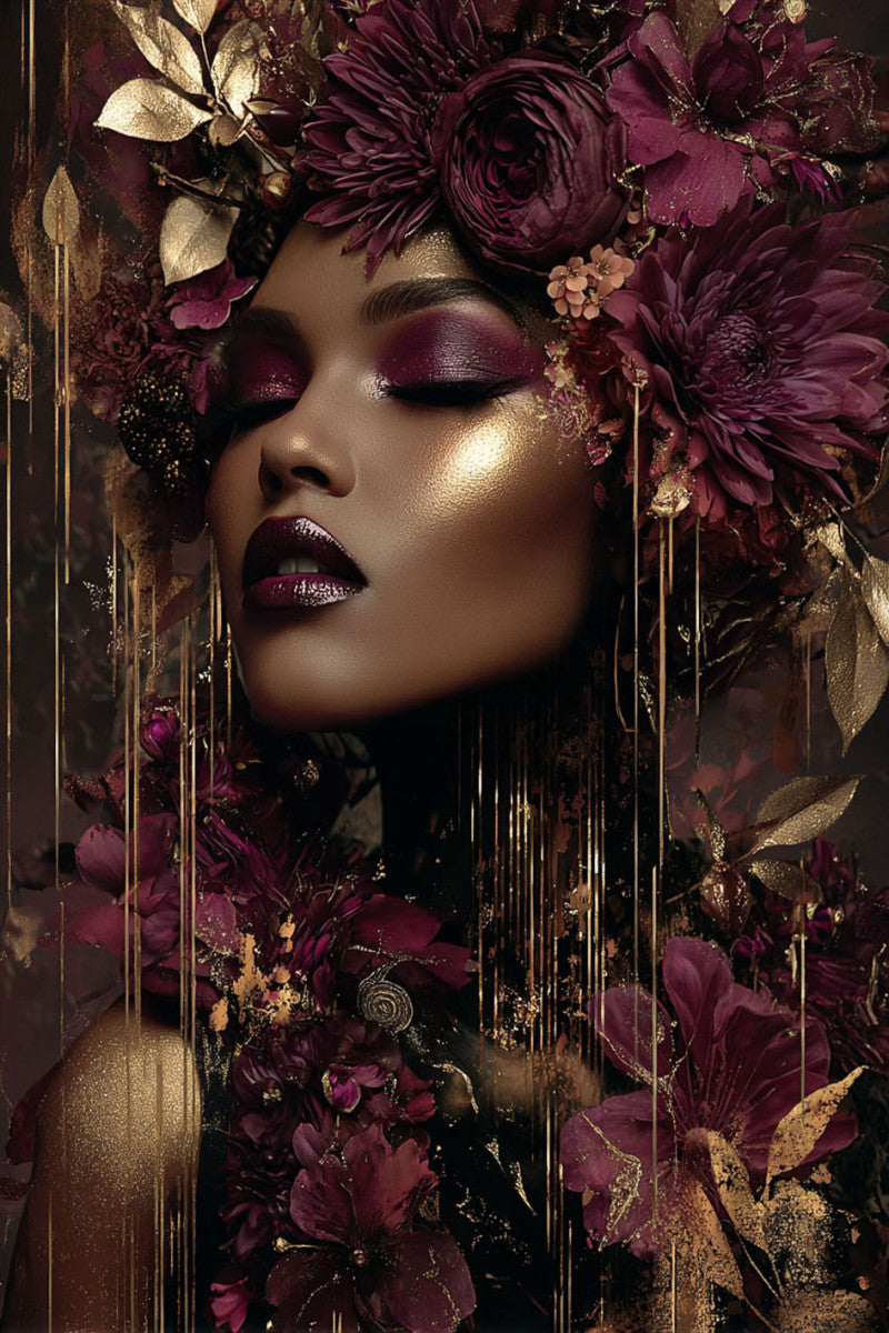 Glasschilderij Gouden vrouw rechts 80x120 cm