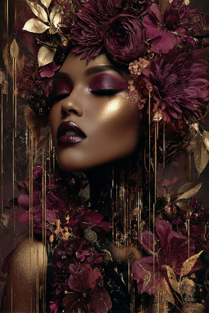 Glasschilderij Gouden vrouw rechts 80x120 cm