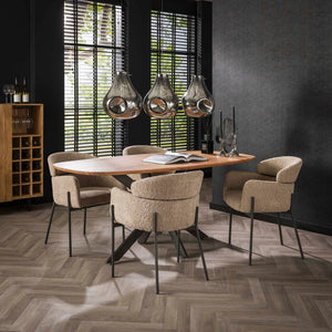 Armstoel Curva ronde rug - Bouclé zand