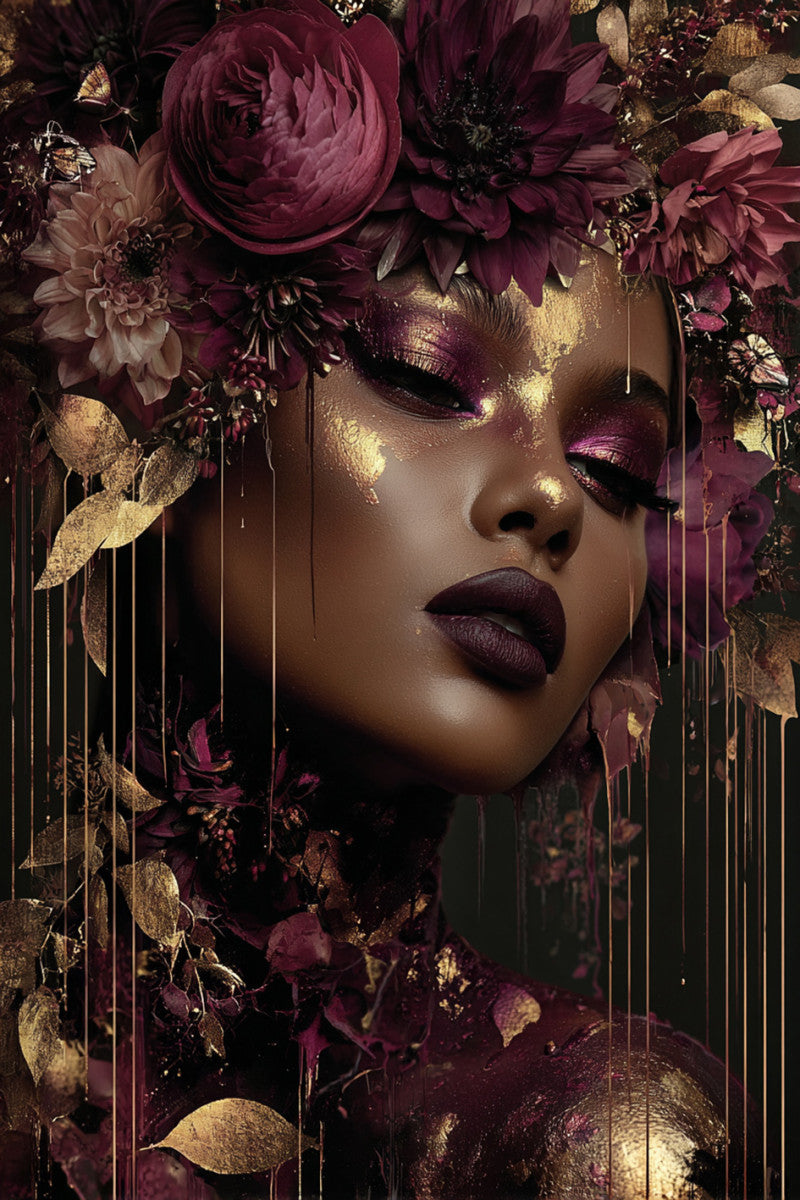 Glasschilderij Gouden vrouw links 80x120 cm