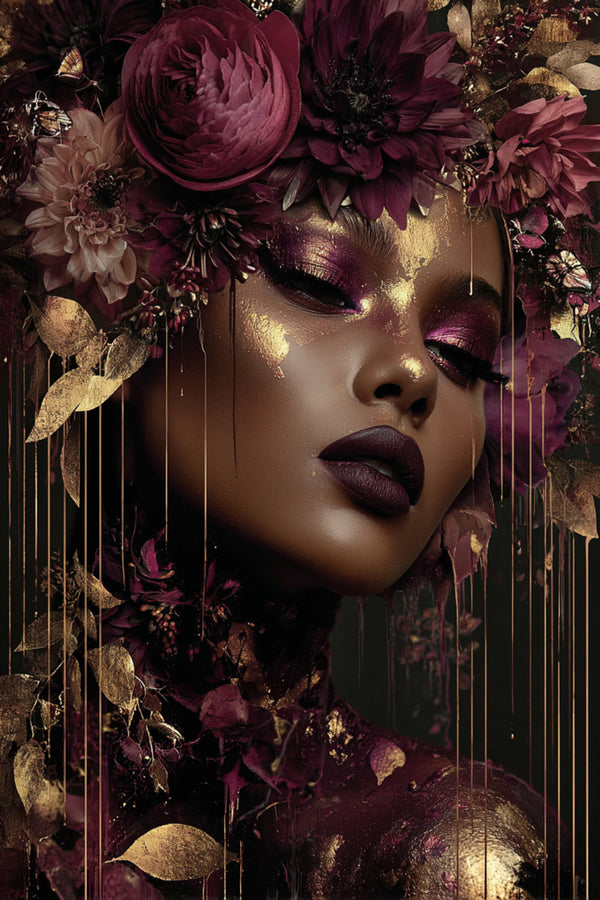 Glasschilderij Gouden vrouw links 80x120 cm