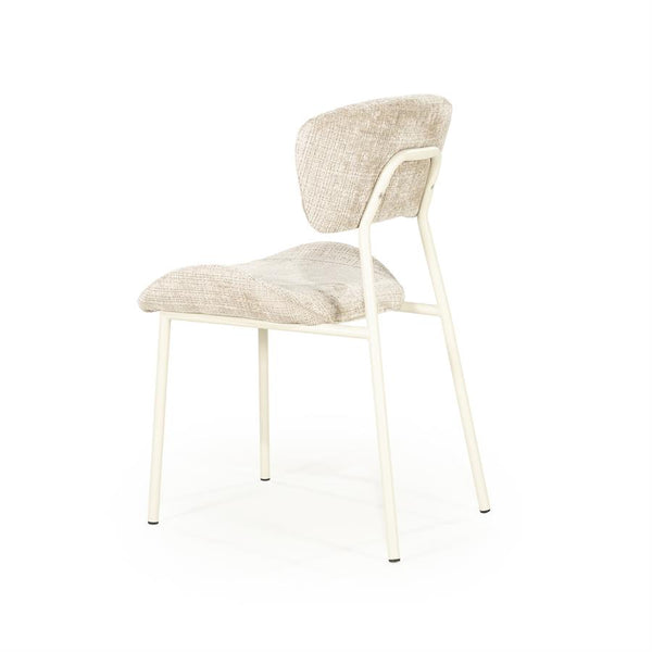 Eetkamerstoel Dare By-Boo zonder armleuning - Stof drift taupe + taupe poten