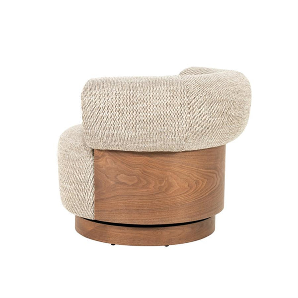 Fauteuil Nila Eleonora bruin hout  - Vanu stof taupe