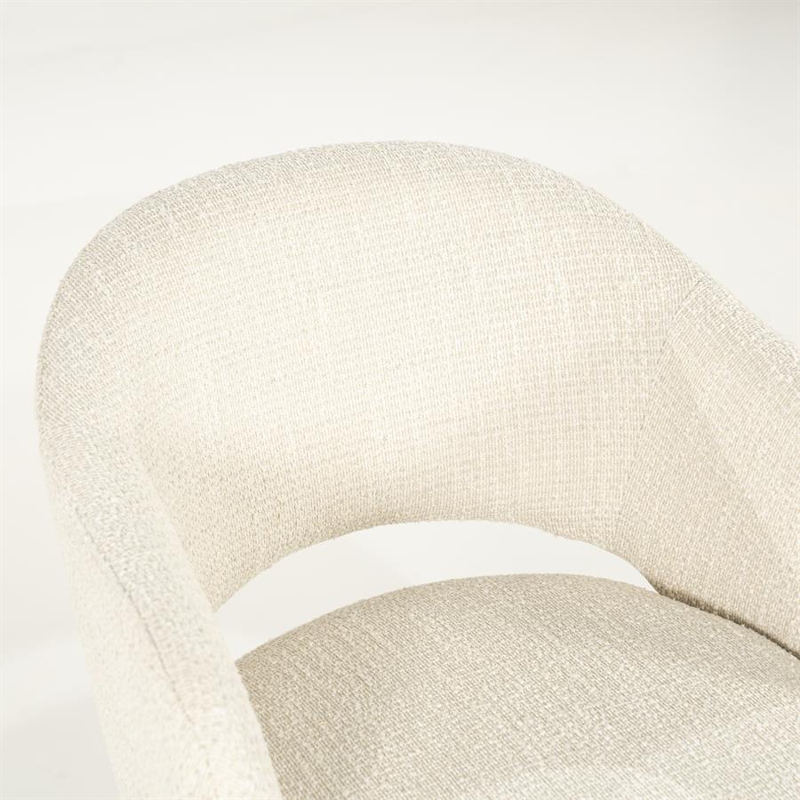 Eetkamerstoel Story By-Boo met armleuning - Stof tofa beige lichte poten