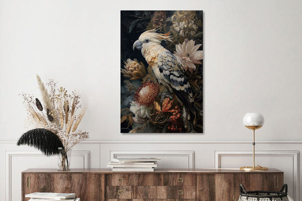 Glasschilderij Witte kaketoe 80x120cm