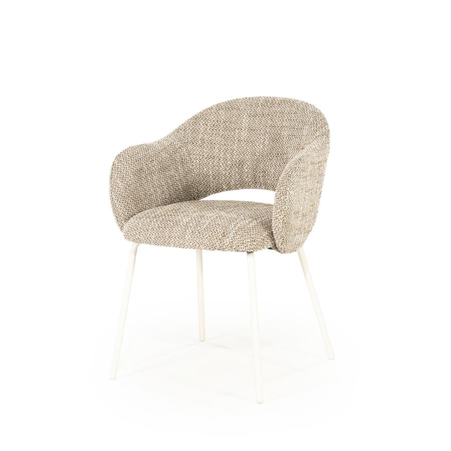 Eetkamerstoel Story By-Boo met armleuning - Stof tofa bruin lichte poten