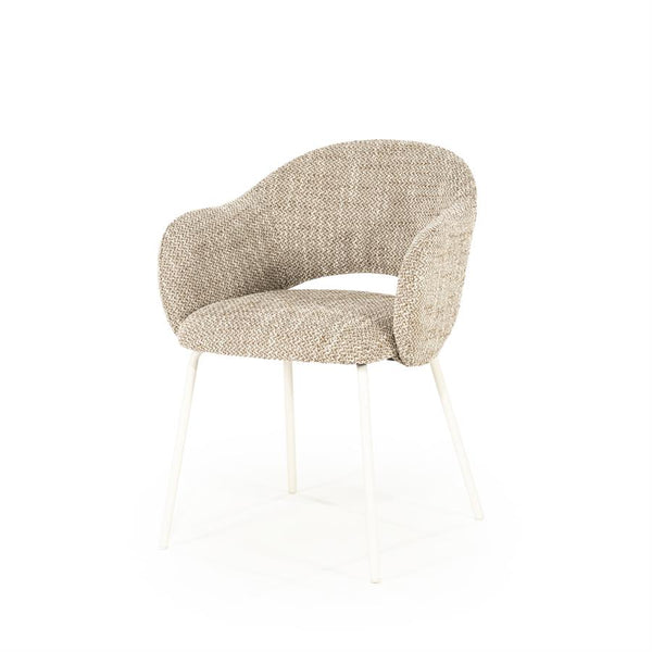 Eetkamerstoel Story By-Boo met armleuning - Stof tofa bruin lichte poten