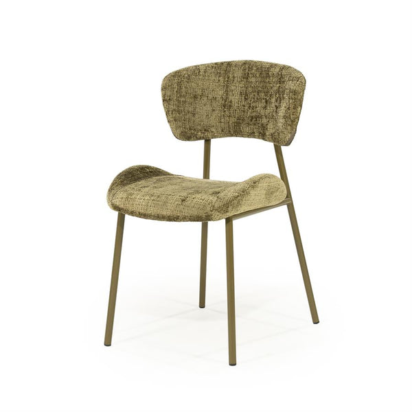 Eetkamerstoel Dare By-Boo zonder armleuning - Stof drift groen + groene poten