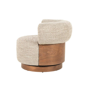 Fauteuil Nila Eleonora bruin hout  - Vanu stof taupe