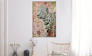 Canvas schilderij Handgeschilderd met lijst  'Panter' 80x120 cm