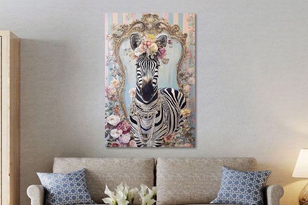Glasschilderij  Zebra in de spiegel 80x120cm
