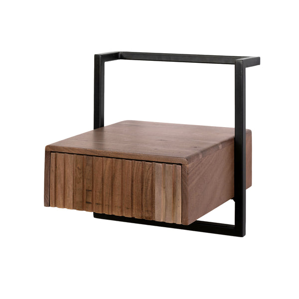 Nachtkastje Carve Air 1 lade / Massief acacia bruin