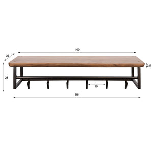 Kapstok Edge Curve 6 haken / Massief acacia bruin
