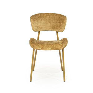 Eetkamerstoel Dare By-Boo zonder armleuning - Stof drift mosterd + mosterd kleur poten