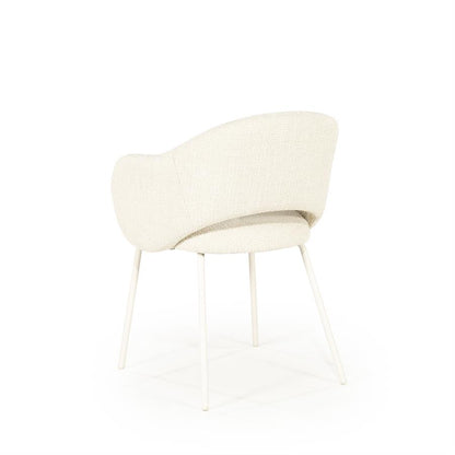 Eetkamerstoel Story By-Boo met armleuning - Stof tofa beige lichte poten