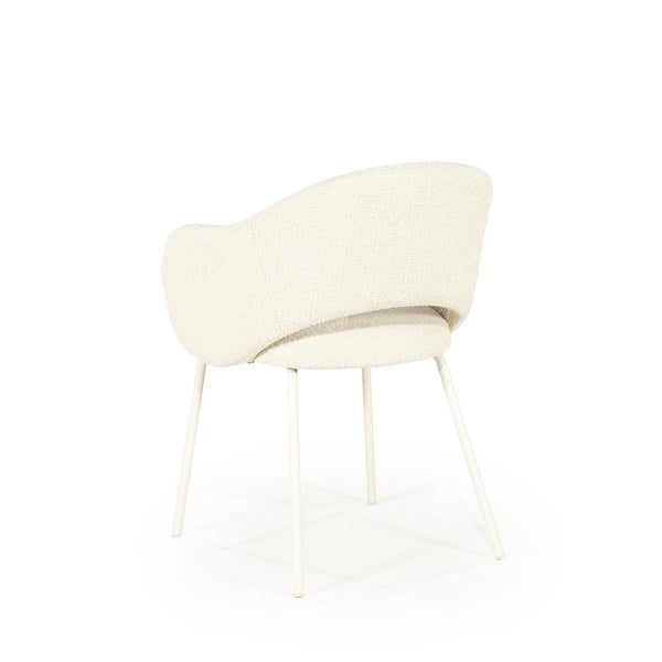 Eetkamerstoel Story By-Boo met armleuning - Stof tofa beige lichte poten