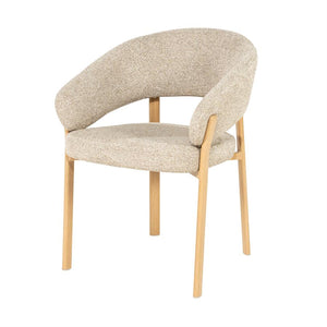 Eetkamerstoel Sedia By-Boo met armleuning - Naturel stof