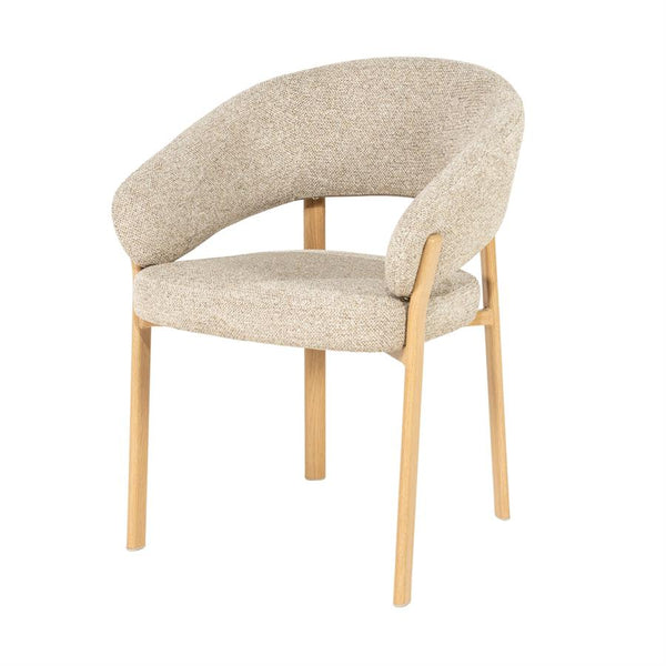 Eetkamerstoel Sedia By-Boo met armleuning - Naturel stof