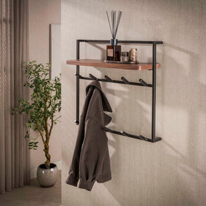 Kapstok Air Solid hoog 2x6 haken / Massief acacia bruin