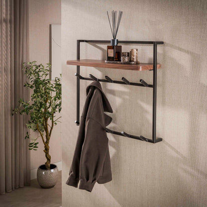 Kapstok Air Solid hoog 2x6 haken / Massief acacia bruin van Idéco Design