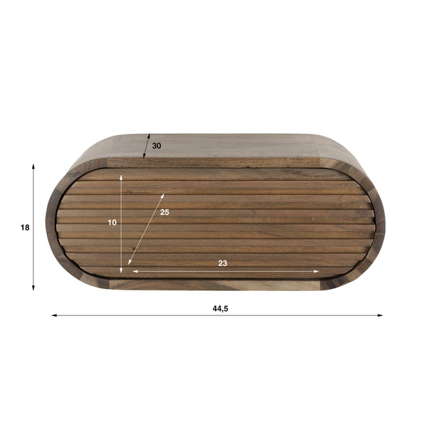 Nachtkastje Ovalo zwevend 1 lade / Massief acacia bruin