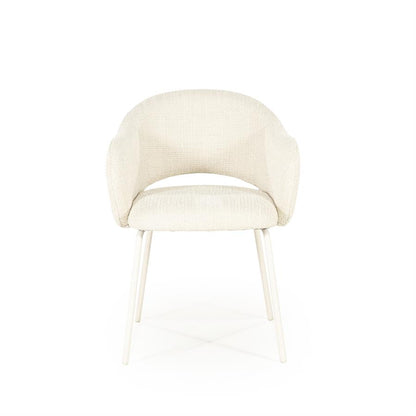 Eetkamerstoel Story By-Boo met armleuning - Stof tofa beige lichte poten