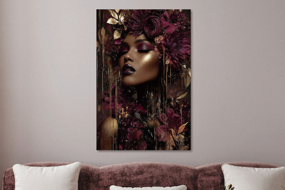 Glasschilderij Gouden vrouw rechts 80x120 cm