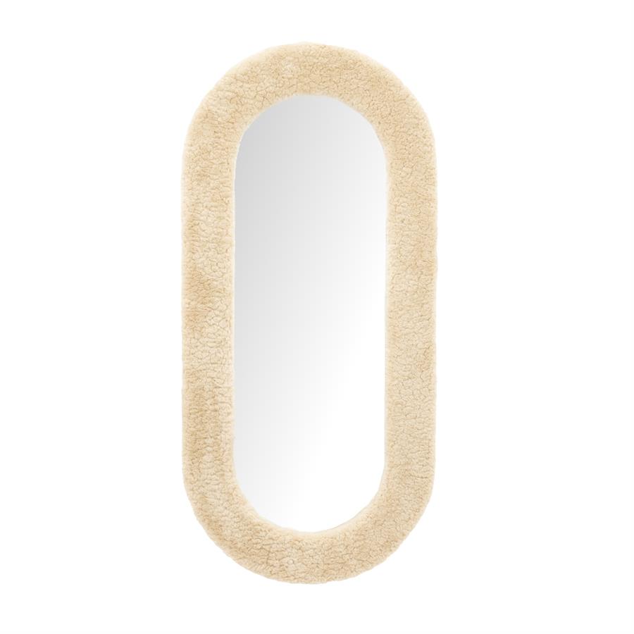 Spiegel Kiss By-Boo large - Beige knuffelstof 135x65 cm