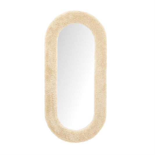 Spiegel Kiss By-Boo large - Beige knuffelstof 135x65 cm