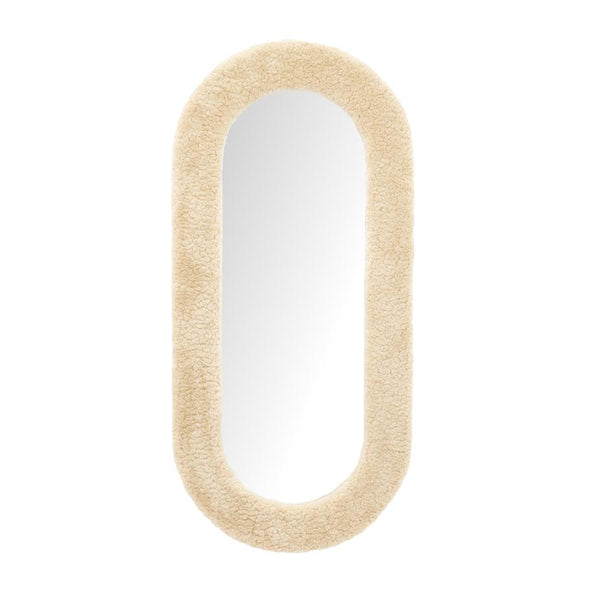Spiegel Kiss By-Boo large - Beige knuffelstof 135x65 cm