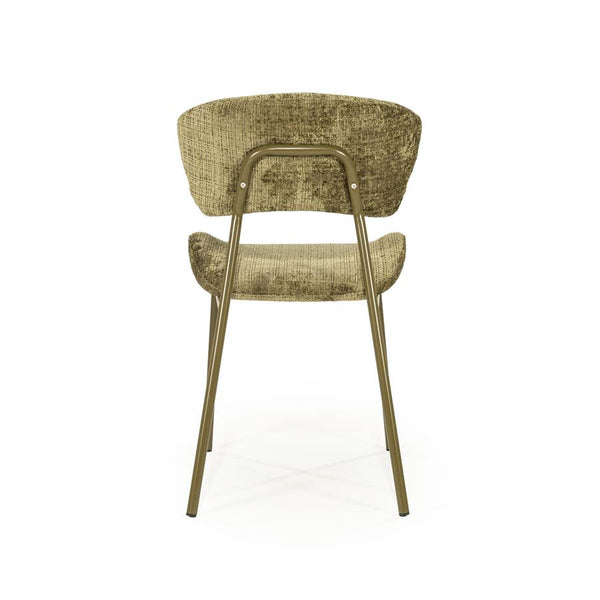 Eetkamerstoel Dare By-Boo zonder armleuning - Stof drift groen + groene poten