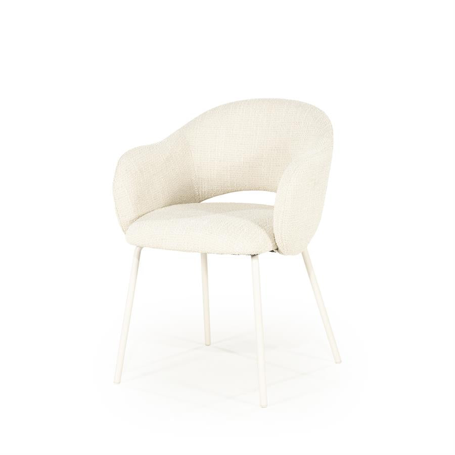Eetkamerstoel Story By-Boo met armleuning - Stof tofa beige lichte poten