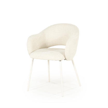 Eetkamerstoel Story By-Boo met armleuning - Stof tofa beige lichte poten
