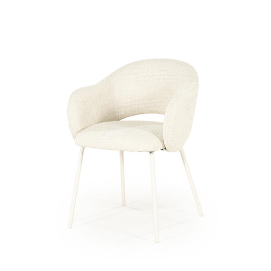 Eetkamerstoel Story By-Boo met armleuning - Stof tofa beige lichte poten