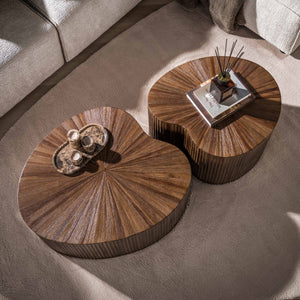 Salontafel Maya Teak niervormig set van 2 / Massief teak espresso