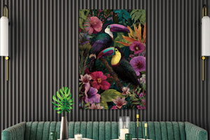 Glasschilderij Gekleurde toekans 80x120 cm